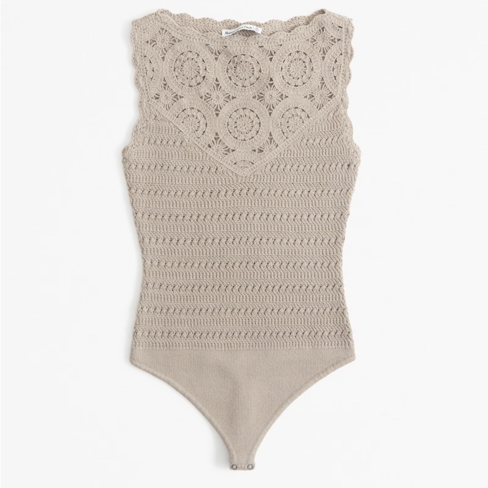 Abercrombie Crochet-Style Mosaic Tile Bodysuit in L